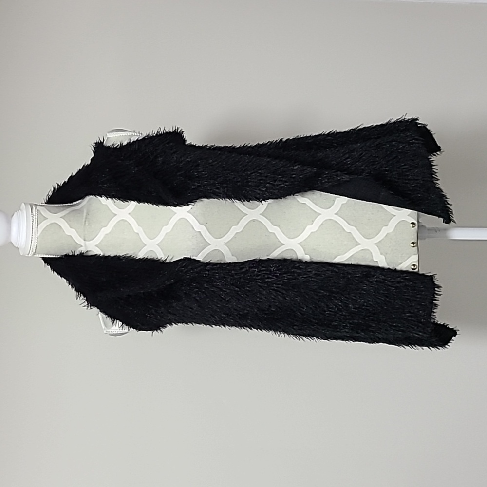 Fuzzy Black Lacy Back Vest